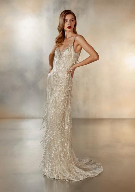 pronovias gold dress ILA | Mermaid sweetheart neckline bridal dress