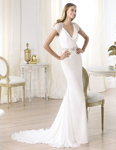 pronovias short sleeve wedding dress