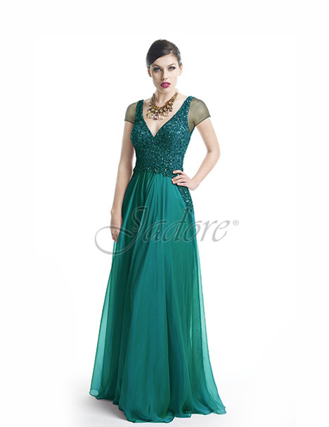 jadore emerald green dress J'Adore Dresses J21033 - Straight Across Pleated A-Line Long Dress 12 / Emerald main image 0