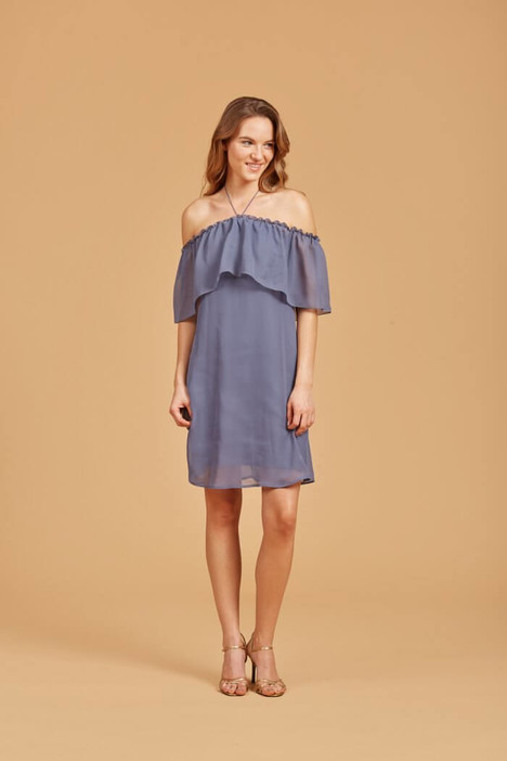 nouvelle bridesmaid dresses Ella (N354) (blue steel) Bridesmaids Dress by Amsale : Bridesmaids Knee Length Denim Juniors fabric:Silk Size:3/6 MTHS