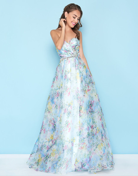 blue floral formal dress