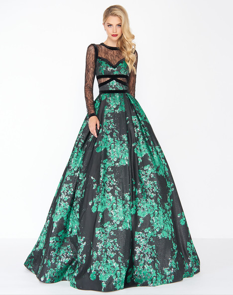 black and green gown