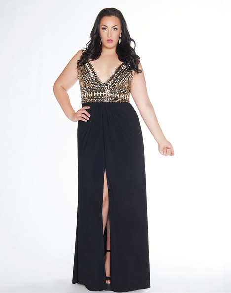 green emerald velvet dress Plus Size Unique Gold Sequin Black Organza Prom Dress main image 1