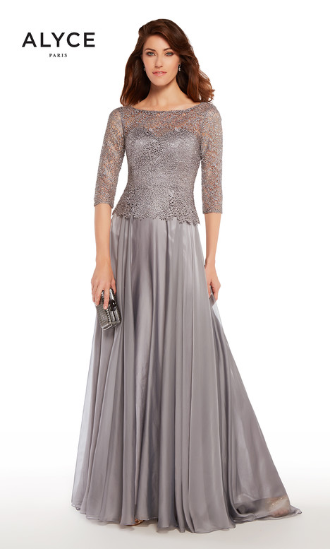 chinese dress ladies Alex Evenings Long Sleeveless A-Line Embroidered Dress with Shawl Pewter Frost / 14 main image 0