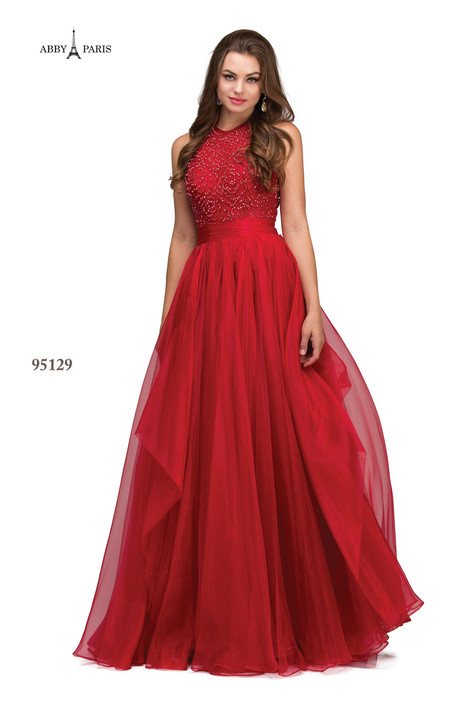 red two piece dress prom