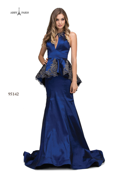 strapless open back dress Ashley Lauren 12301 - Long Taffeta Mermaid Dress - Strapless, Ruched Bodice, Crystal Embroidery, Layered Ruffles, Sweep Train 10 / Sky